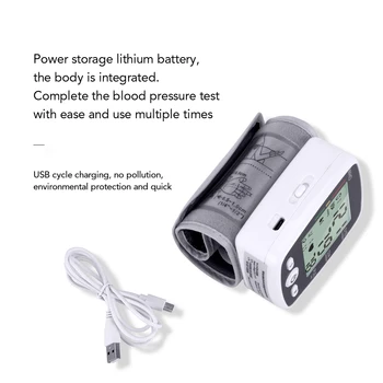 OLIECO rusijos USB Įkrovimo Riešo kraujospūdžio matuoklis, Elektros Automatinis Skaitmeninis Širdies ritmo PR Kamertonas ' Sphygmomanometer