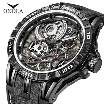 ONOLA prekės Unikalus dial dizaineris atveju kvarco žiūrėti vyrų vandeniui Mados atsitiktinis Sporto Mens Watch 2019 kietas juodas laikrodis