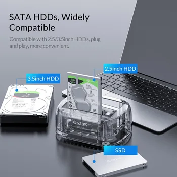 ORICO 2-Bay HDD Docking Station SATA į USB 3.0 Adapteris iš 2.5