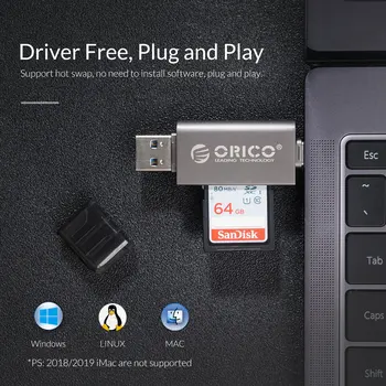 ORICO Kortelių Skaitytuvą, USB 3.0-C Tipas SD Micro SD TF Adapteris, 