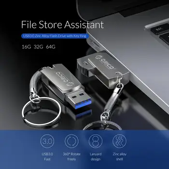 ORICO USB 3.0 Flash Drive 64GB 32GB 16GB USB 3.0, Metalo Flash Atminties USB Raktas Su Žiedo Saugojimo Flash Diskas, Flash atmintinė