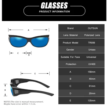 OUTSUN Prekės Poliarizuoti akiniai nuo saulės UV400 tinka per akinius Vyrams ir Moterims Akinius 2020 Padengti Saulės Akiniai Žvejybos gafas oculos