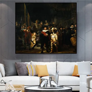 Olandų Tapytojo Rembrandto Naktį Žiūrėti Aliejus, Spausdinti, Spausdina Drobės Tapybos Menininko Namų Puošybai Tapybos Kambario Sienos