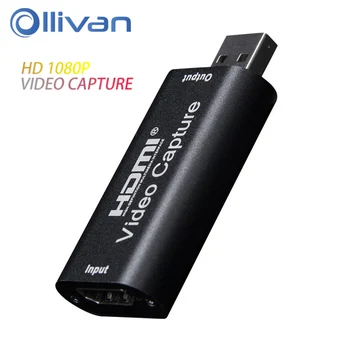 Ollivan Mini Video Capture Card VHS Valdybos USB 2.0 Kortelių 4K 1080P Grabber Diktofonas Langelį PS4 Žaidimas, DVD vaizdo Kameros Transliacija