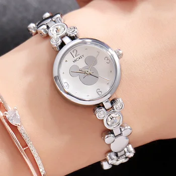 Originali Disney Ponios Moterų Laikrodžiai Mickey Avataras Formos Žiūrėti Grandinės Diamond Laikrodis Studentų Mergina Riešo Žiūrėti Su dėžute