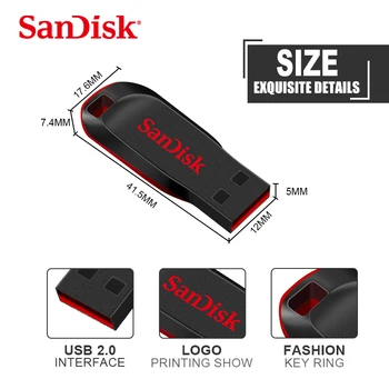 Originalios Sandisk Pen Ratai CZ50 USB Flash Diskas 128GB 32GB 64GB Didelės Spartos 16 GB 8 GB Atminties kortelė USB Mini U Diską, USB 2.0