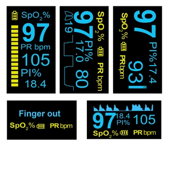 PI Kvėpavimo ritmo Monitorius, Nešiojamų Spalvų OLED Piršto Pulse Oximeter 4 Parametras SPO2 PR Sveikatos Priežiūros Kraujo Spaudimo Monitorius