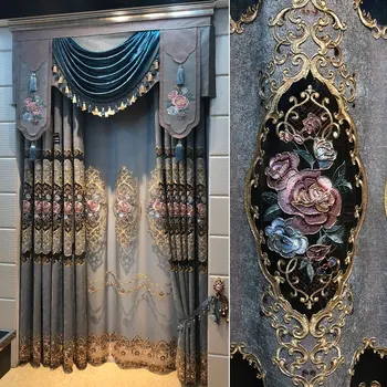 PRABANGA Europos stilių ir neklijuotinė Įdegio žakardinės užuolaidos svetainės kambarys Miegamasis vestuvių dekoravimas Retro teismas Dekoratyvinis audinys
