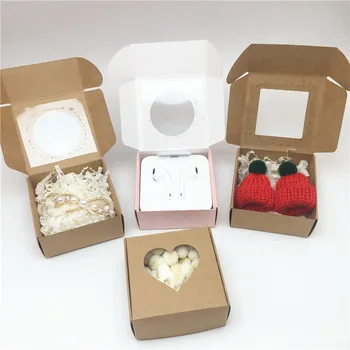 Pakavimo Popieriaus Dėžės 50pcs Per Pakuotėje Patinka Rose Pink Ir Gamtinės Rudos spalvos Dovanų Pakavimo Saldainių Dėžutės Su PVC Langą