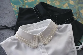 Palaidinė pearl didelis apykaklės removalbe Vintage Spalvos rutuliukų viršuje aštrių, Laukinių high-light apvali kaklo perlų vėrinį palaidinė priedai