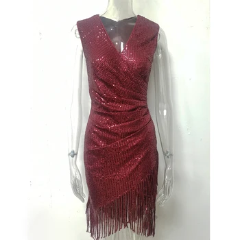 Pardavimas nauju Moterų Seksuali suknelė Gilia V-Kaklo, Rankovių Nereguliarus hem Slim Kutas China Suknelės A3147