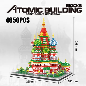 Pasaulyje garsaus Architektūros micro diamond blokuoti rusija, maskva, Sankt Basils Katedra statybinės plytos surinkti nanobrick žaislai