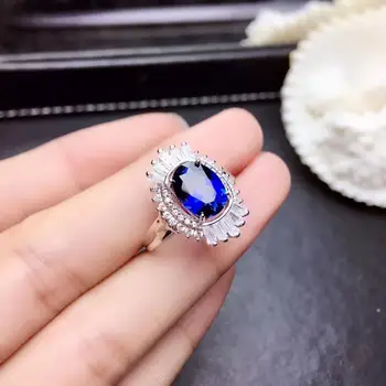Patrauklus mėlynas safyras brangakmenio žiedas nekilnojamojo 925 sidabro gražūs Papuošalai moterims gamtos perlas mergina gimtadienio dovana meilės dienos