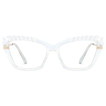 Peekaboo tr90 stabdžių mėlyna šviesa akinius moterims, skaidraus lęšio cat eye kadrų kompiuterio akiniai trumparegystė skaidrus pusė metalo