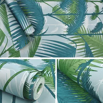 Pietryčių Azijos Stiliaus Kokoso Lapų Tapetai Atogrąžų Žaliųjų Augalų Palmių Sienos popieriaus Kambarį Foną Miegamajame Sienos