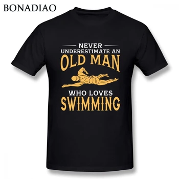 Plius dydžio Karšto pardavimo marškinėliai nenuvertinkite Senas Žmogus, Kuris Myli Plaukimo Tee Marškinėliai Vyrams Geek T-Shirt