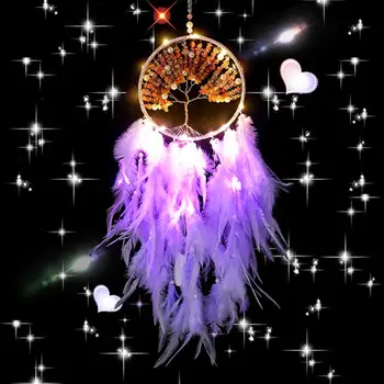 Plunksnų Rankų Darbo Romantiškas Vėjo Varpeliais Dromenvanger Dreamcatcher Kristalų, Turkio Gyvybės Medžio Ornamentas Mergina Kambario Apdaila
