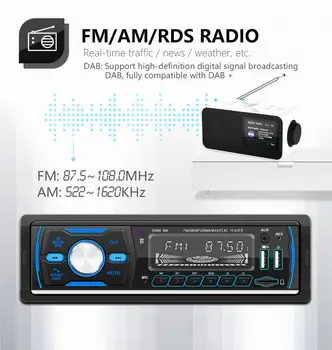 Podofo 1 DIN Automobilio Radijo RDS Stereo FM AM DAB+ 