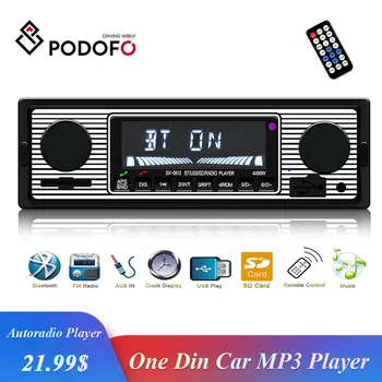 Podofo automobiliniai Radijo imtuvai (1 Din, Bluetooth, MP3 daugialypės terpės Grotuvas, AUX USB FM12V Klasikinis Auto Stereo Imtuvas, Garso Grotuvas, Automobilių Elektros