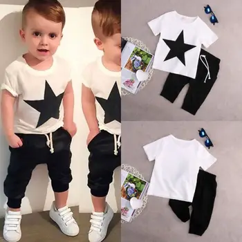 Pop Vaikams, Kūdikių Bambini Atsitiktinis Star T-shirt Viršuje +Pantaloni Haremas Apranga 2 pz Rinkinys