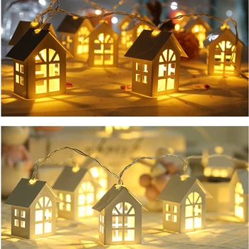 Populiarus 2M 10 Led Baterijos LED Christmas Tree House Stiliaus Fėja styginių Šviesos vestuvių šventė Kalėdinė Girlianda Apdaila