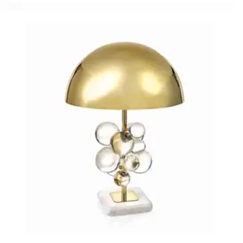 Postmodernios Kūrybinės Prabanga Plokštė Aukso Metalo Stalo Lempa Deco Crystal Balls Led Stalo Šviesaus Marmuro Bazės Stalo Lempos Lempos Bedsides
