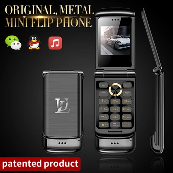 Prabanga Metalo moliusko geldele Telefono Ulcool V9 Super Mini Flip Mobilusis Telefonas Su 1.54 colių FM MP3 Bluetooth Dialer Anti-lost mobilusis Telefonas