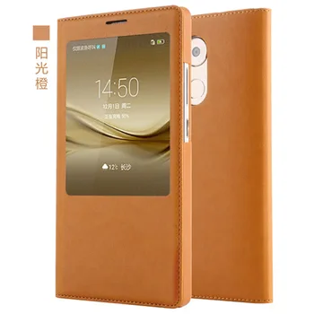 Prabanga PU Odos Flip Case For Huawei Mate 8 Originalaus Stiliaus Peržiūrėti Langų Padengti Mobiliojo Telefono Smart Flip Case for Huawei mate 8