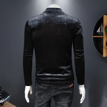Prabanga Sujungimas Streetwear Vyrų Rudens-Žiemos Vilnos Streetwear Pusėje Užtrauktukas Mados Klubas Komplektus Velvet Black Streetwear Homme