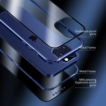 Prabanga viso Kūno Privatumo Atveju iPhone 12 Pro Max Atveju Magnetinių Stabdžių-peeping Stiklo Atveju iPhone, 12 Mini Pro 12 12 Max dangos
