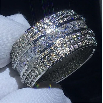 Prabangus Didelis Cirkonis Akmuo, 925 Sterlingas Sidabro Apvalios Juostos Žiedai Moterims bižuterijos 2021 Naujas Vestuvės Vestuvinis Žiedas