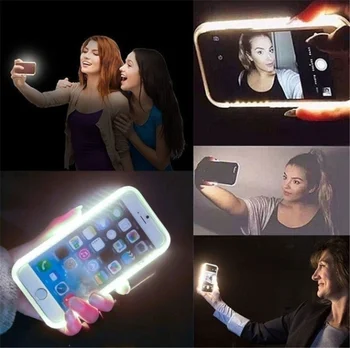 Prabangus LED Šviesos Iki Selfie atsparus smūgiams Atveju iPhone 11 11 Pro 7 8 Plius Šviesą selfie flash telefono dėklas Skirtas iPhone 6 6S