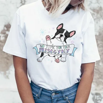 Prancūzų Buldogas Marškinėliai Moterims 2020 t-shirt viršuje tee marškinėliai femme animacinių filmų Harajuku kawaii korėjos Juokinga ulzzang drabužius marškinėlius