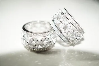 Prekės Moterų Pažadas žiedas AAAAA Sona Cz Sidabro spalvos Amžinai mylėti Dalyvavimas vestuvių juostoje žiedai moterims Piršto Papuošalai
