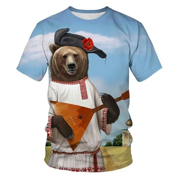 Prekės Rusija T-shirt Lokys Marškinėliai Karo Marškinėlius Karinių Drabužių Ginklą Tees Viršūnes Vyrų 3d marškinėliai Tee Cool