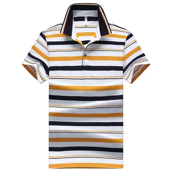 Prekės ženklo drabužių 95% medvilnės striped Polo Marškinėliai Vyrams, Verslo Atsitiktinis Trumpas Rankovės Kvėpuojantis streetwear polo marškinėliai vyrų Viršūnes&Tees