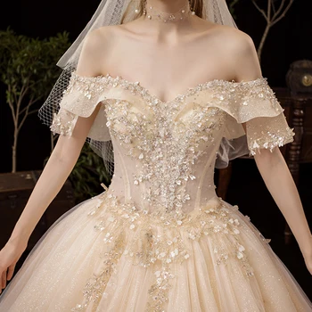Princesė Kamuolys Chalatai Vestuvės Dress 2020 Prabangių Nėrinių chalatas de soiree Nuotakos Suknelė Vestuvių Suknelės Brangioji vestido de noiva