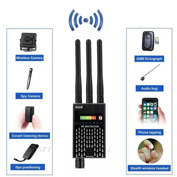 Profesinės G618 Detektorius 3 Antenos Anti Spy RF CDMA Signalo Finder GSM Klaidą GPS Tracker Belaidę Paslėpta Kamera slapto pasiklausymo