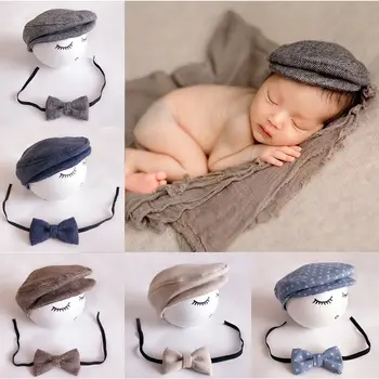 Pudcoco Kūdikių Berniukų Skrybėlę Naujagimių Medvilnės Skrybėlę, Kaklaraištis, Kostiumas Foto Fotografijos Prop Komplektai