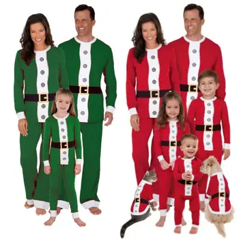 Pudcoco Šeimos Atitikimo Komplektus Kalėdų Pižama Nustatyti Kalėdos Pjs Atitikimo Pižamos Suaugusiųjų Vaikų Kalėdos Sleepwear Medvilnės Drabužius