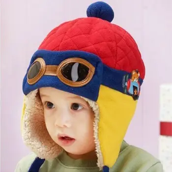 Puikus Žiemos Kūdikio Lopšelio Skrybėlę Mergaitė Berniukas Vaikai Pilotas Aviator Kepurė Šilta, Minkšta Kepuraitė Bombonešis Skrybėlės