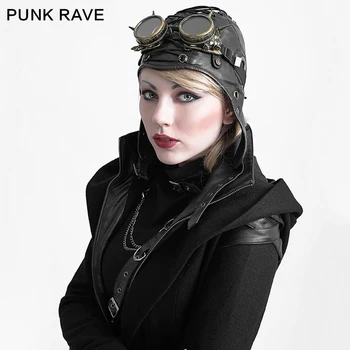 Punk Rave Mados Odos Juoda Cosplay Kepurės Skrybėlės Steampunk Karinės Kietas S163