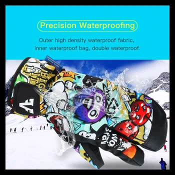 Queshark -40℃ Tirštėti Suaugusiųjų Paauglys Vaikams Slidinėjimo Snowboard Pirštinės Vėjo Neperšlampamas Pirštines Žiemos Terminio Lauko Sporto Kumštinės Pirštinės