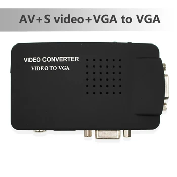 RCA CVBS Composite S-Video, AV-In VGA Out Konverteris Adapteris, skirtas Stebėti Nešiojamojo kompiuterio Juoda VGA su AV Composite S video