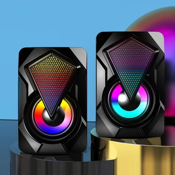 RGB Erdvinio Garso Sistema, LED KOMPIUTERIO Garsiakalbių Žaidimų Bosas USB Laidinio Stalinių Kompiuterių Stereo Garsiakalbis Žaidimas RGB žemų dažnių garsiakalbis
