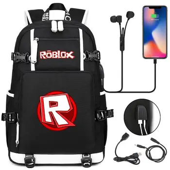 ROBLOX Vyras Kuprinė Tinka Nešiojamas USB Įkrovimo Multi-layer Kosmoso Kelionių Vyras Bag Anti-vagis Vandeniui Madinga Spausdinimo Kuprinė