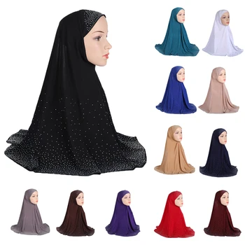 Ramadanas Amira Hijab Šalikas Momentinių Skarą Nešioti Galvos Wrap Malda Skrybėlę Paprasto Blizgančiais Cirkonio Skara Niqab Pilnas Draudimas