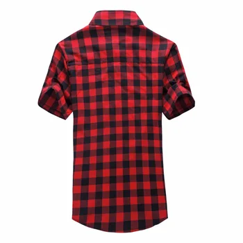 Raudona Ir Tamsiai Pledas Marškiniai Vyrams Marškinėliai 2018 Naujas Vasaros Mados Chemise Homme Mens Languotas Marškinėliai Trumpomis Rankovėmis Marškiniai Vyrams Palaidinė