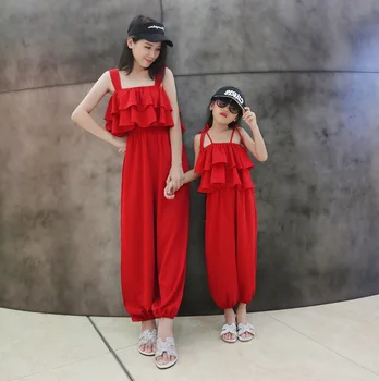 Raudona Jumpsuits darbo drabužiai Moterims Mum Mergina Atitikimo drabužius Ilgai Romper Sluoksnis Vasaros darbo drabužiai moterų 2019