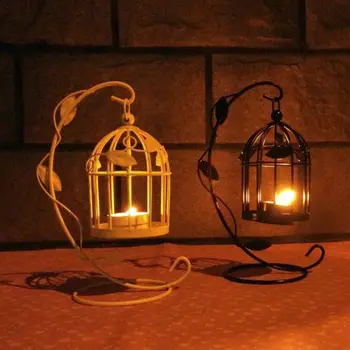 Romantiškas vestuvių europos paukščių narvas kaustytomis geležies žvakidė Žibinto Lempa Dekoro Vakarienė Namuose